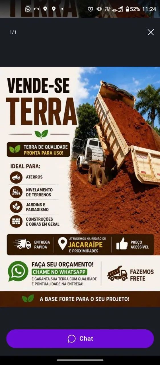 Doação de terra para aterro.