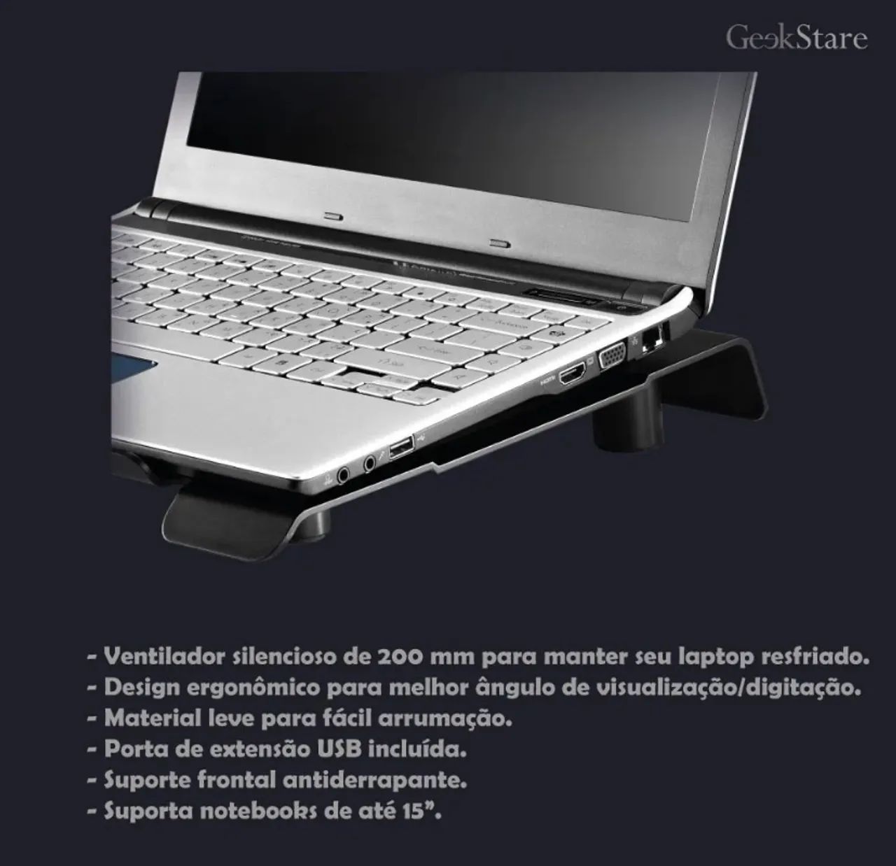 Base Para Notebook Cooler Master Notepal CMC3, até 15 ", Com Ventoinha de 200mm, Preto - Foto 5