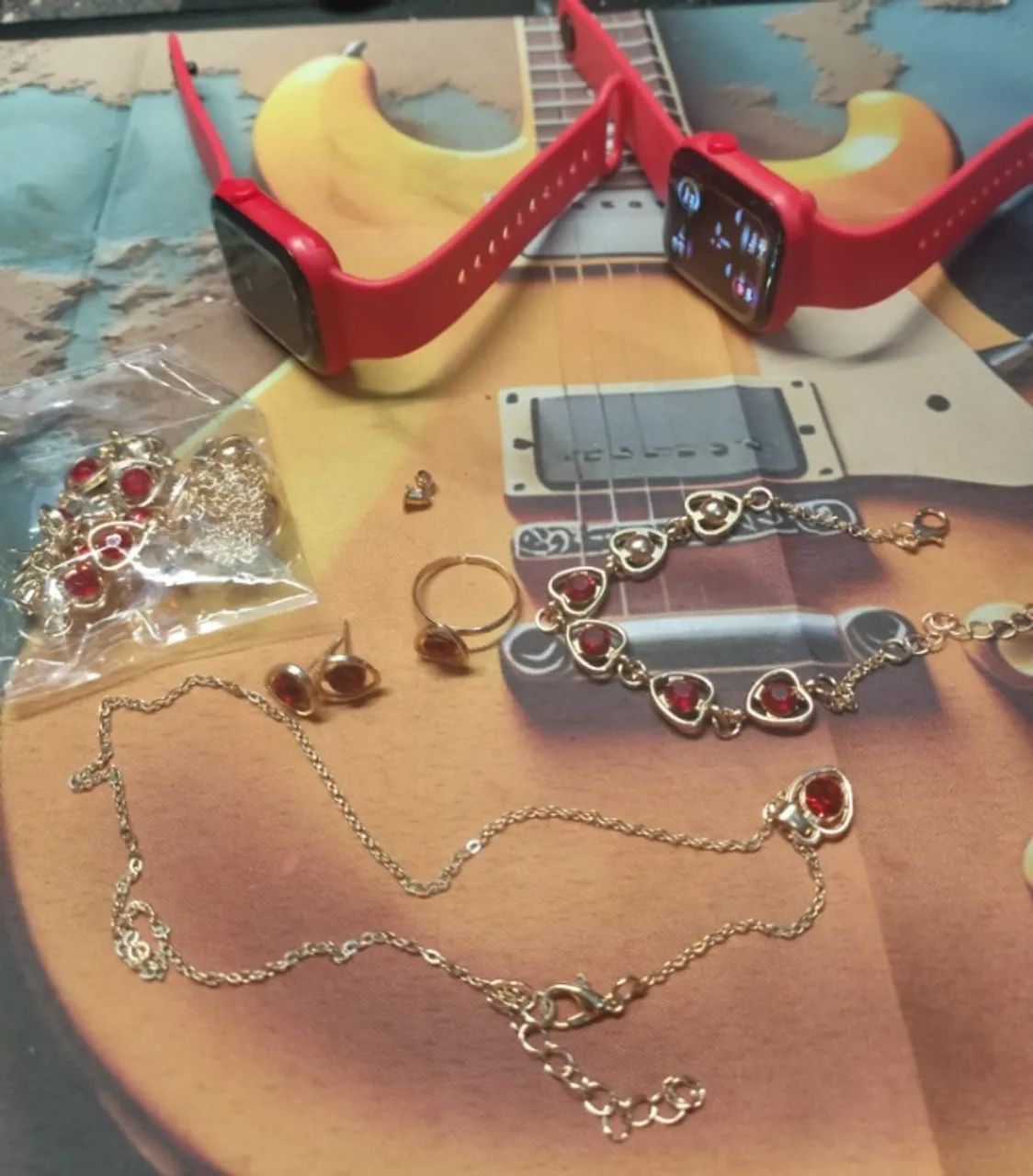 2 KIT completos  com Conjunto de 6 Peças  Relógio e Joias Bohemian com Strass para Mulhere - Foto 2