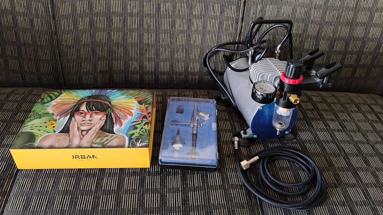 AirBrush com compressor + tintas