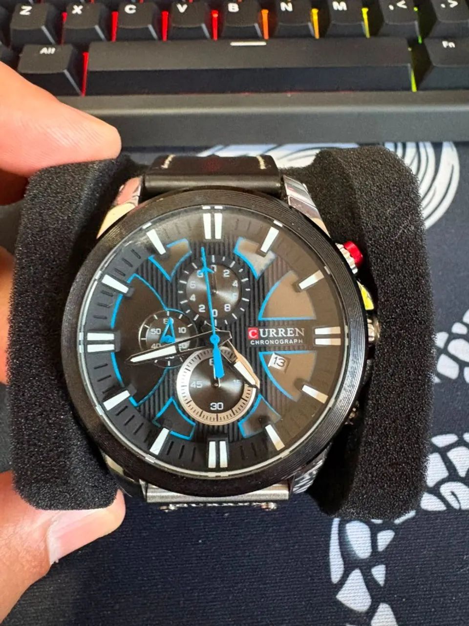 Relógio Masculino Curren Silver Blue Grande 49mm Quartzo - Foto 2
