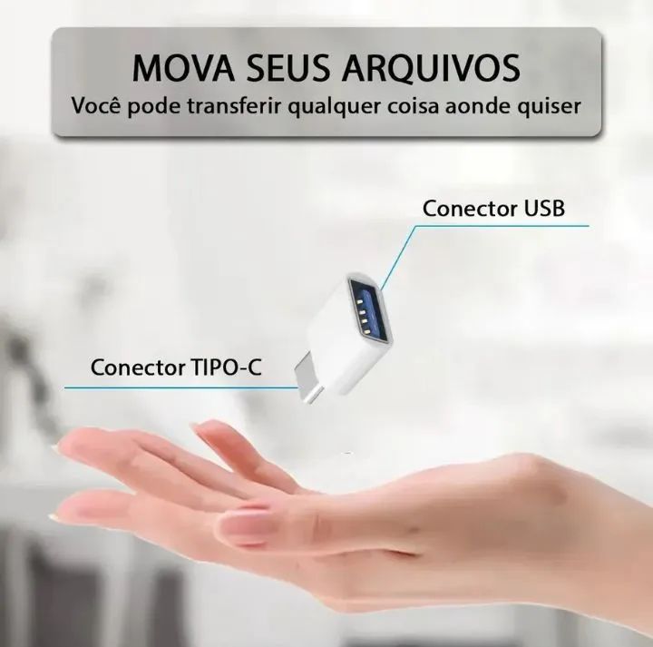 Adaptador USB fêmea para USB -C (OTG) compacto. - Foto 2