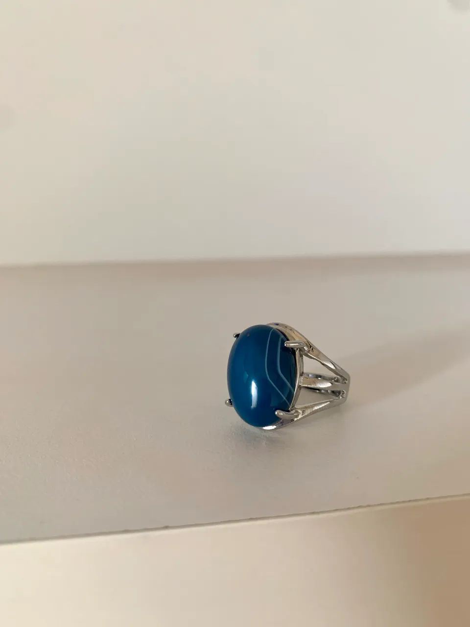 Anel pedra ágata azul - Foto 3