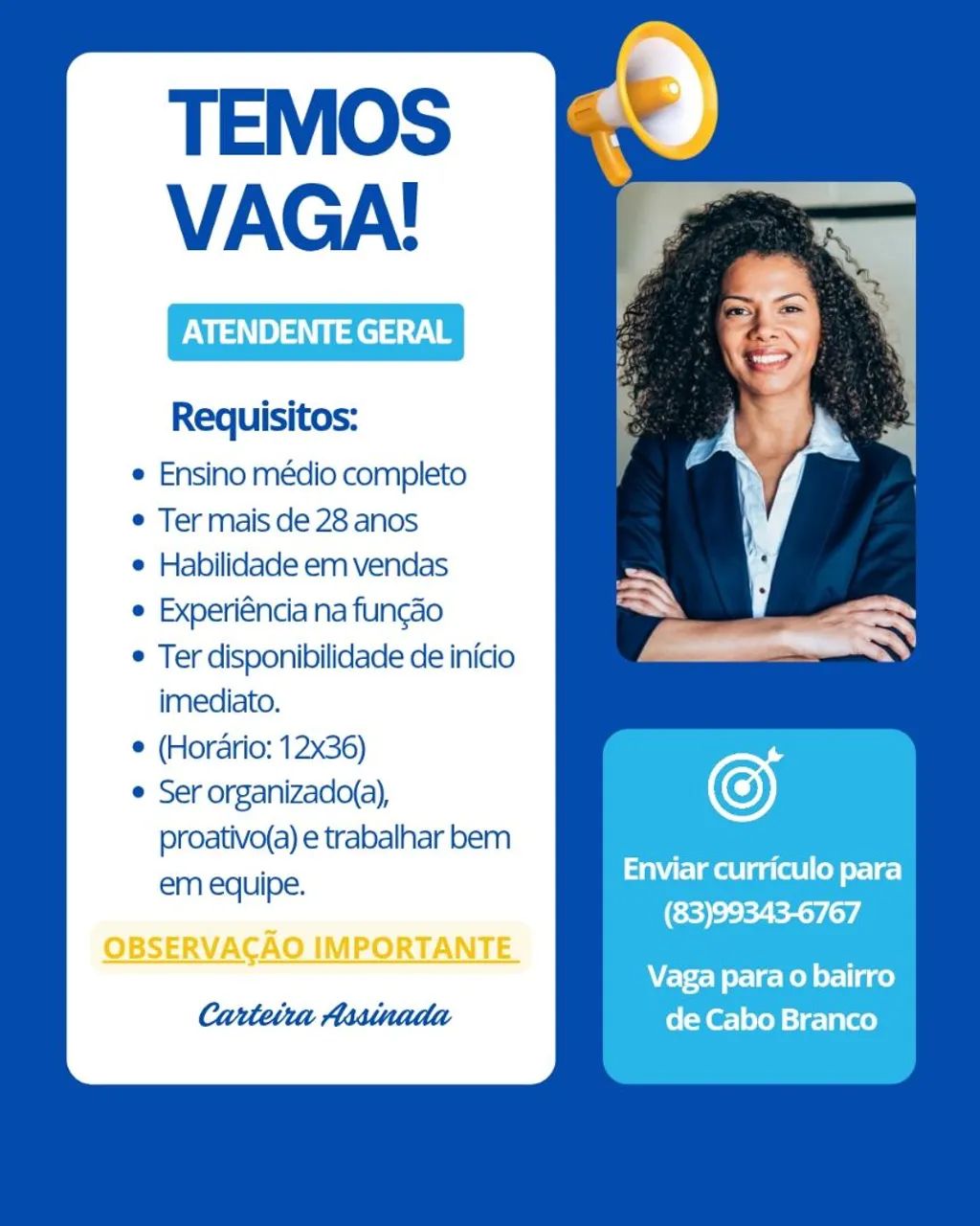 VAGA PARA ATENDENTE GERAL
