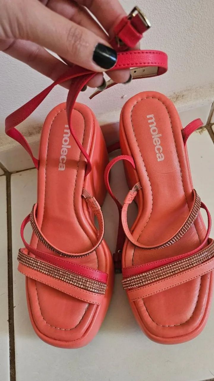 Sandália plataforma moleca rosa - Foto 5