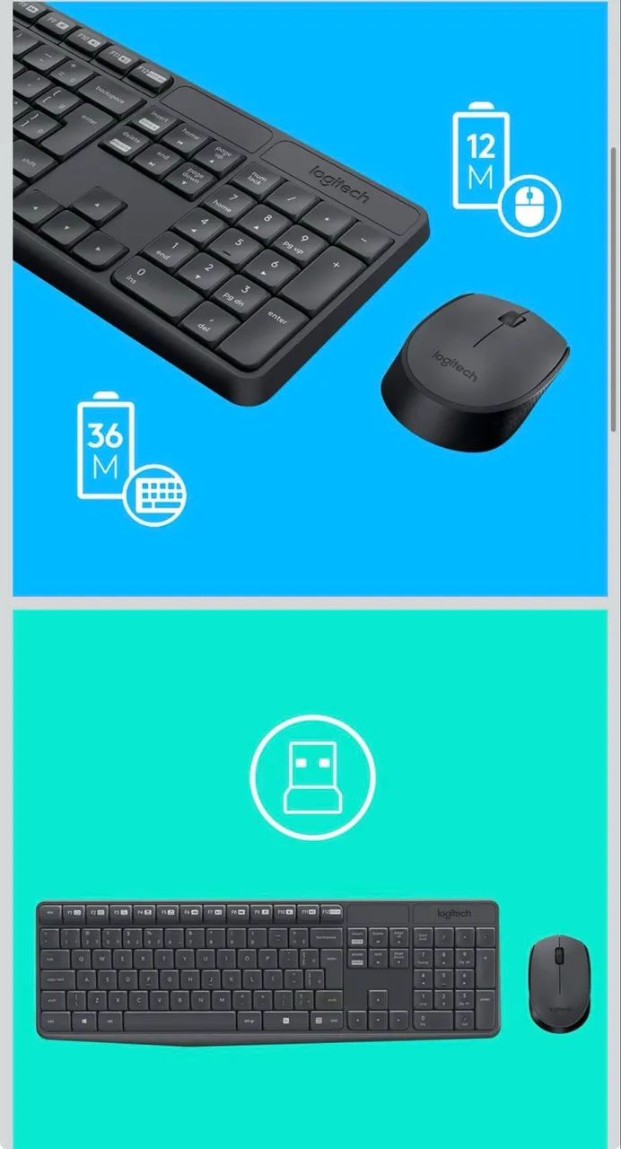 Teclado e mouse sem fio logitech MK235 cinza escuro - Foto 5