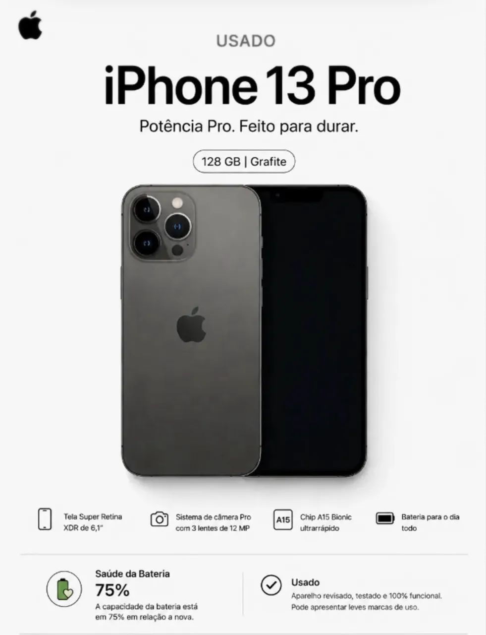 iPhone 13 Pro - 128 GB Cinza Espacial - Celulares e Smartphones