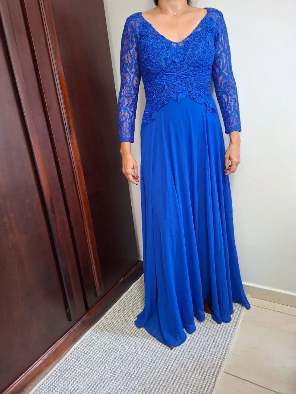Vestido Longo Azul Royal Tamanho P - Foto 3