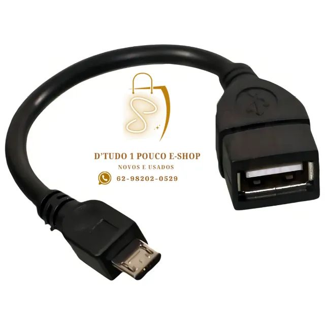 Cabo Micro Usb Pendrive Mouse Teclado Dados V8 Android Preto- NOVO - Foto 3