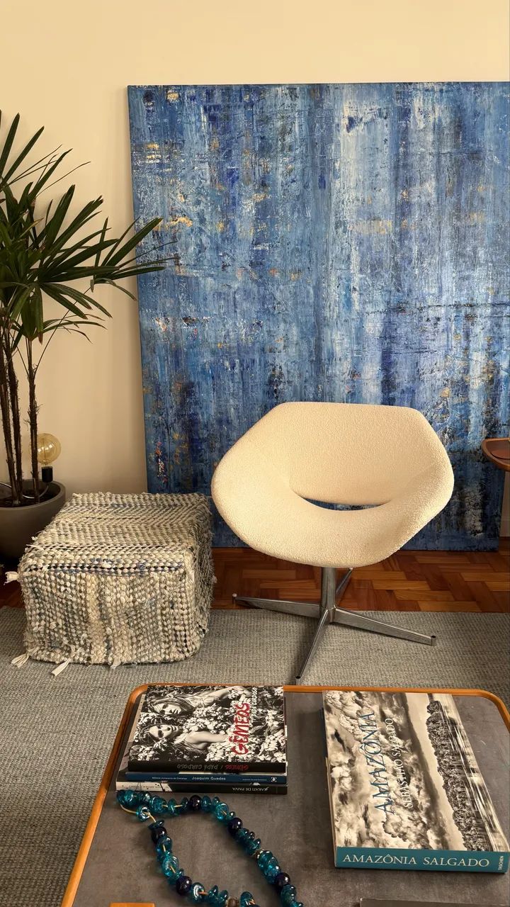 Poltrona Giratória Bouclé Branca | Design  - Foto 5