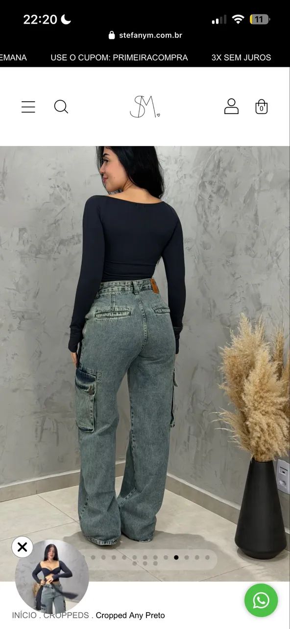 cropped preto de manga longa  - Foto 2