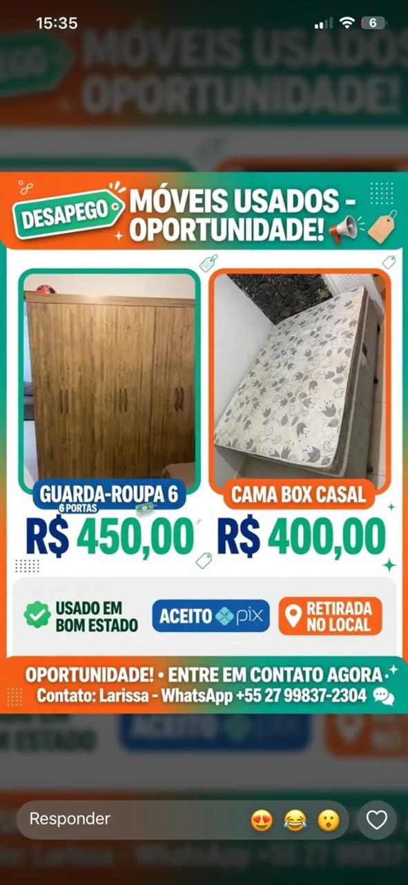 Vendo cama e guarda roupa super novo 