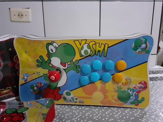 Raspberry pi 3, arcade stick , fliperama ,vídeo game retro 9 mil jogos, bartop - Foto 3