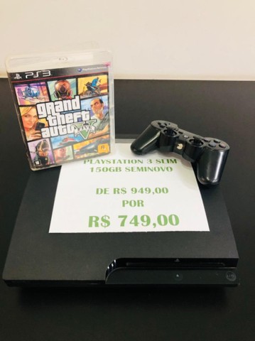 Playstation 3 Versão Gta V Com 30 Jogos Controle Novo E Brindes