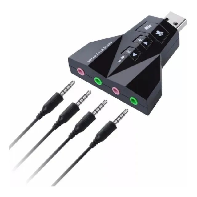 Adaptador USB Placa de Som 7.1 Fone Microfone 4 Saídas - Foto 3