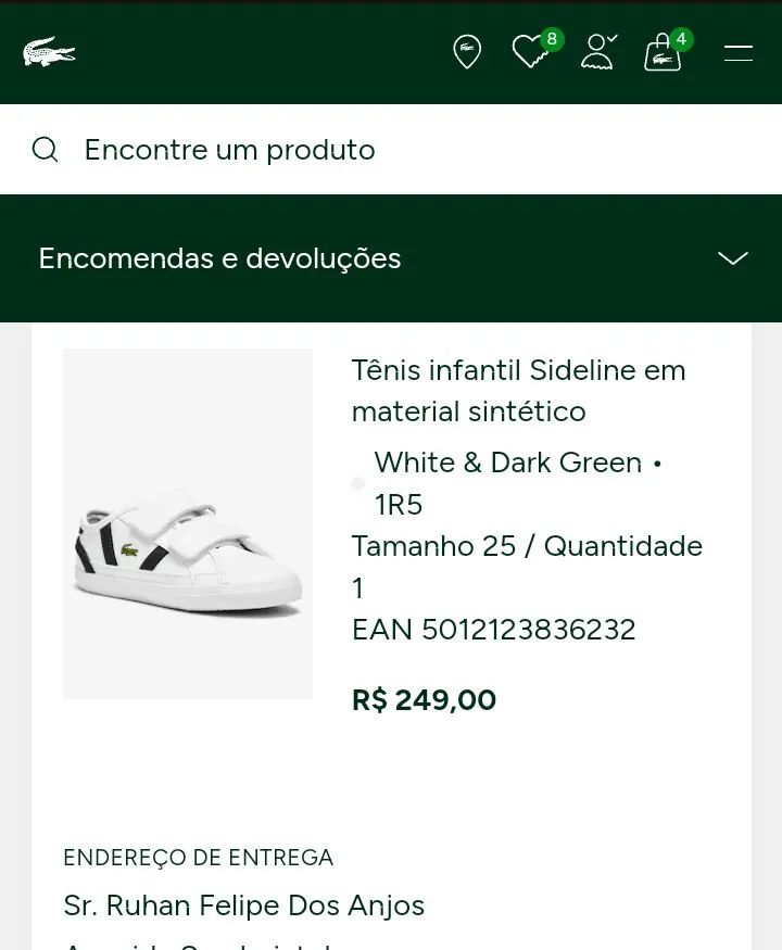 Tênis infantil Lacoste 