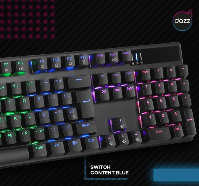Teclado Mecânico Dazz switch azul, led, c/ fio usb - Foto 5