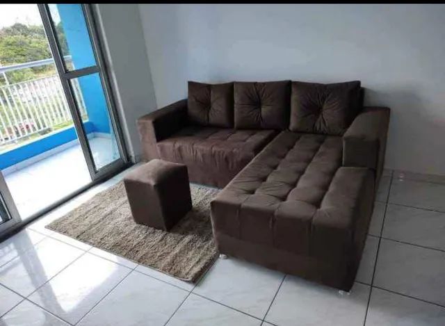 Sofá de 3 lugares mais puff de brinde entrega grátis  - Foto 3