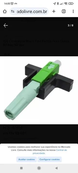 4,50 cada conector Rosca Fast Rápido Fibra óptica SC/APC Verde venda mínima 10 unidades 