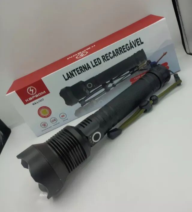 lanterna Led Recarregável P90 Grande(27cm) Alcança Até 1km Duas Baterias Longa Duração