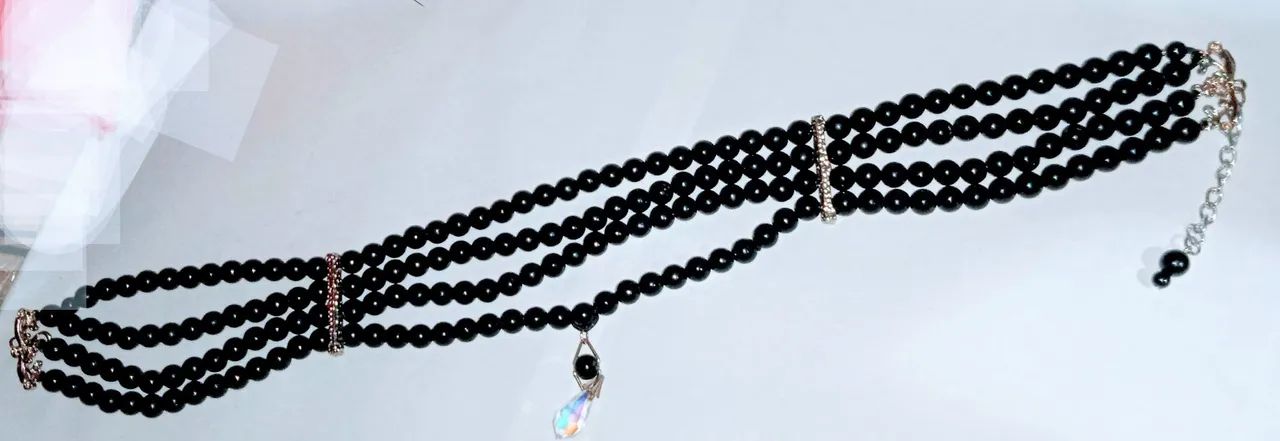 Gargantilha 4 em 1 com Pingente Gota Pérola Preta . - Foto 3