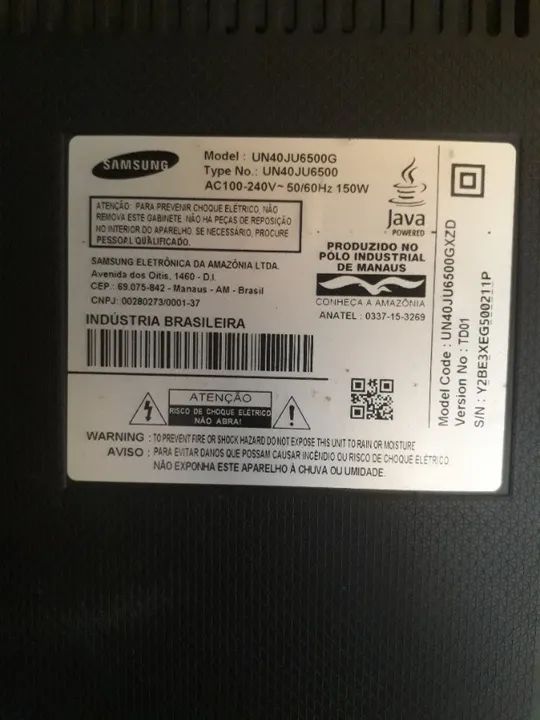 Samsung UN40JU6500G Fonte e Sinal (preços na descrição)