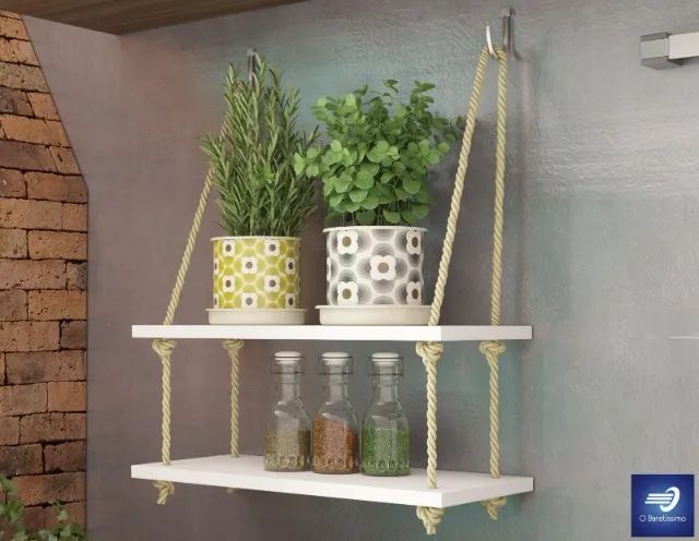 OFERTA Prateleira Decorativa Suspensa com Corda 