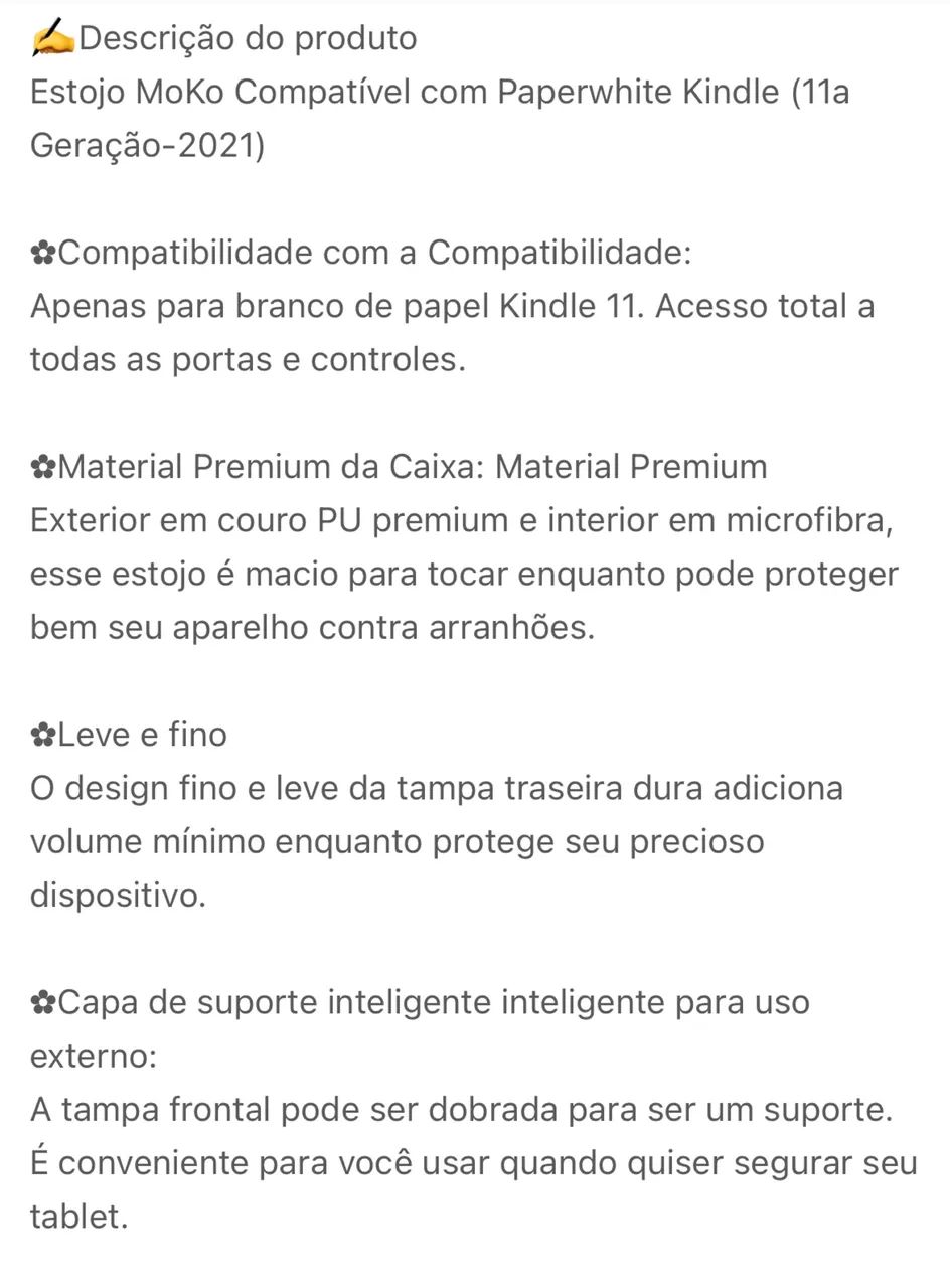 MoKo Capa Protetora De Couro PU c/ Faixa Elástica - Kindle Paperwhite De 6.8 - Foto 3