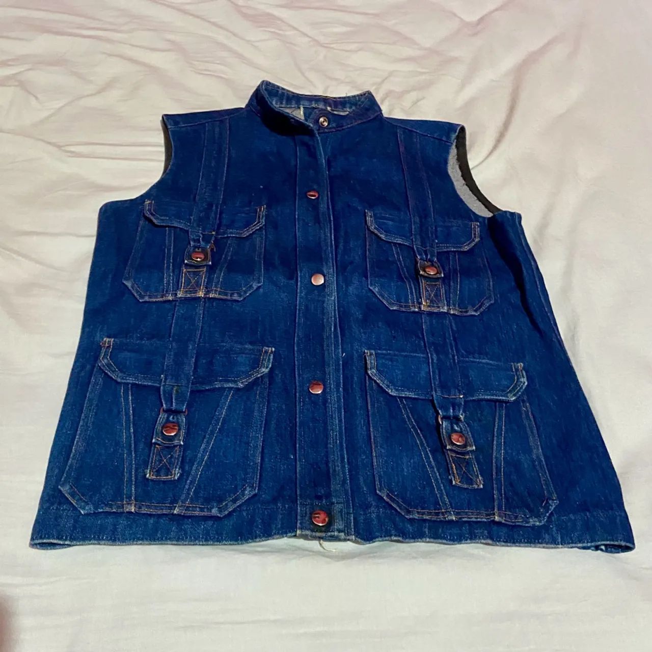 Colete Jeans Vintage com Bolsos