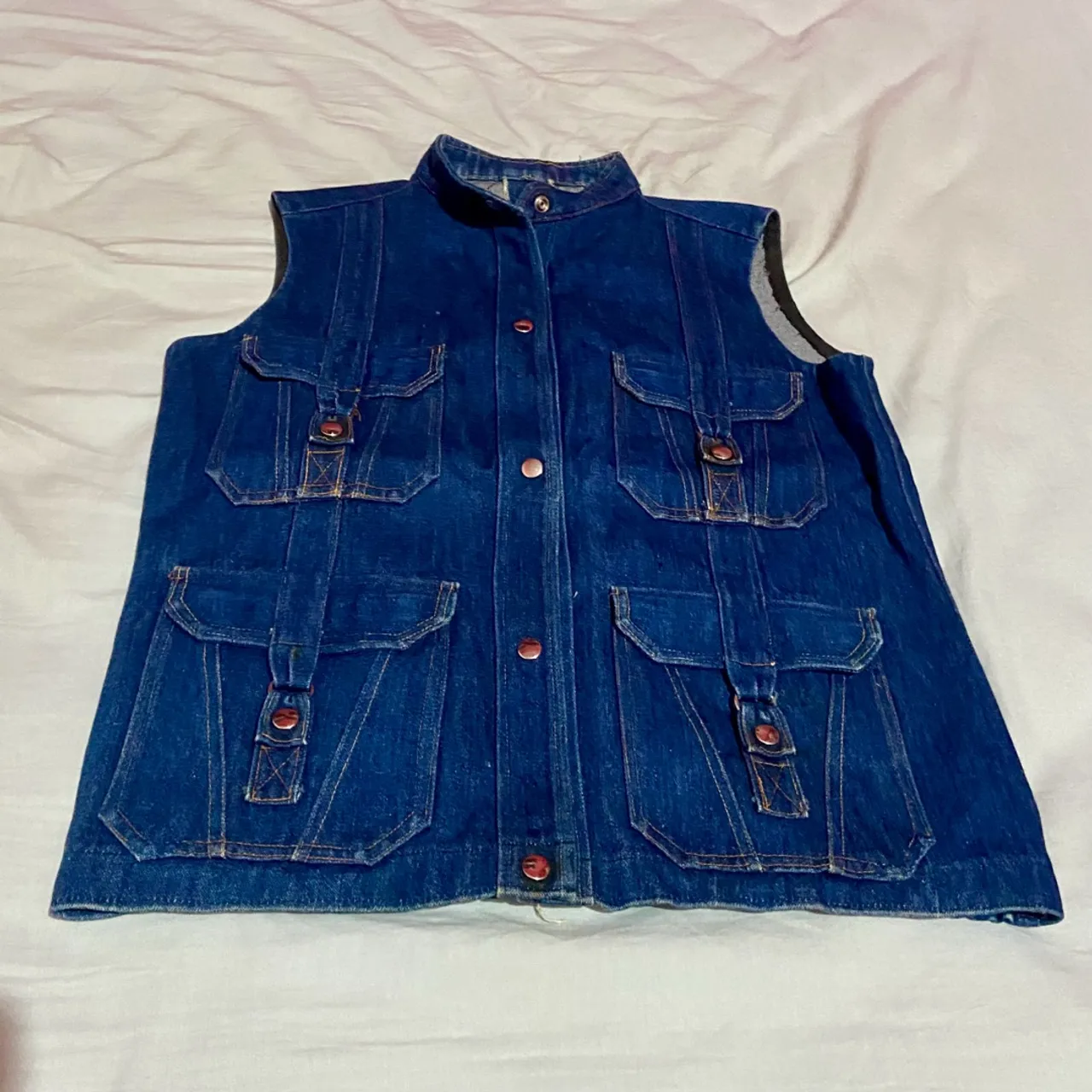 Colete Jeans Vintage com Bolsos