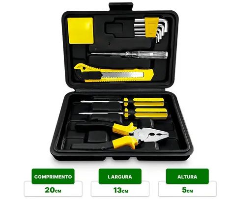 Kit Jogo De Ferramentas com 11 Peças Com Maleta Chave Fenda Phil Alicate Allen z1435 - Foto 3