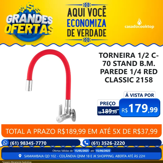TORNEIRA 1/2 C-70 STAND B.M. PAREDE 1/4 RED CLASSIC 2158