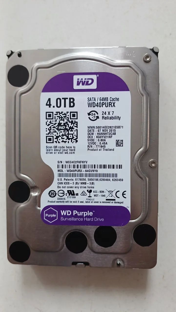 Hd wd Purple 4tb cftv dvr CPU 