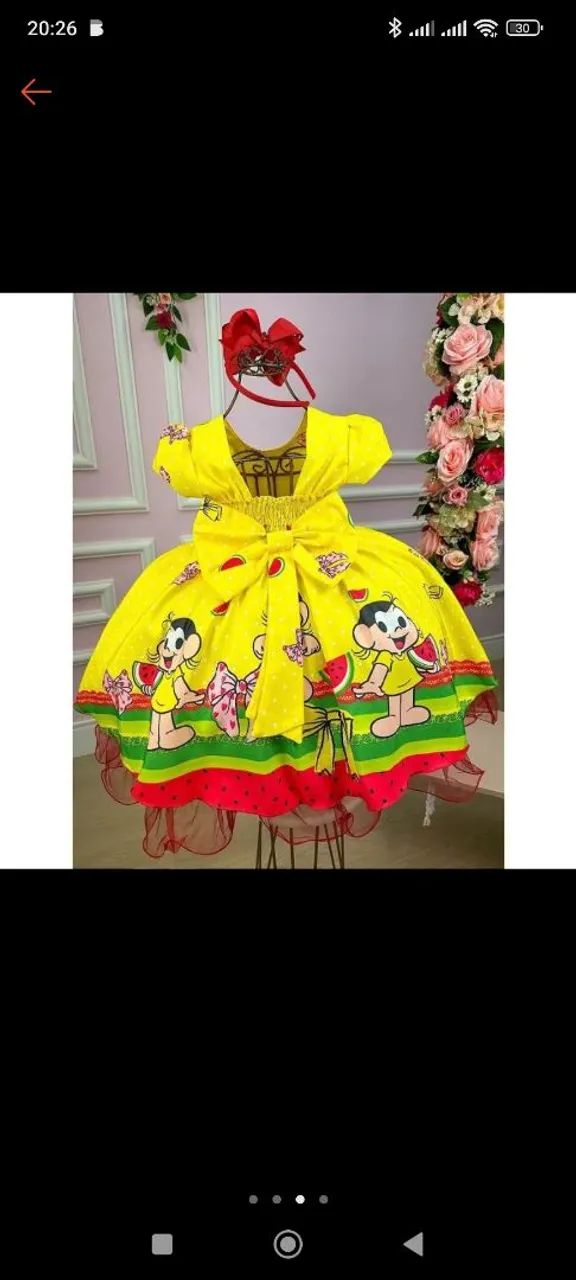Vestido Infantil  e painel e 3 cilindro Festa Menina Magali  - Foto 2