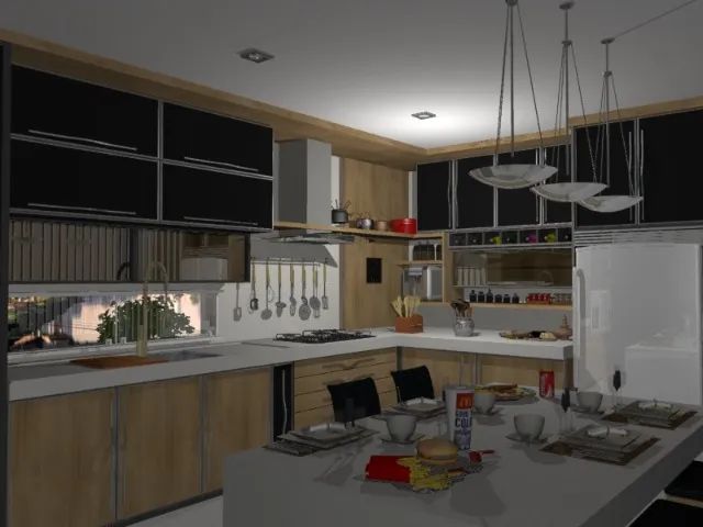Cozinha Planejada Noturno Reflecta Preto. R$1290 Cada M²