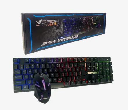 Kit Teclado e Mouse com Fio e Iluminação RGB JP-134