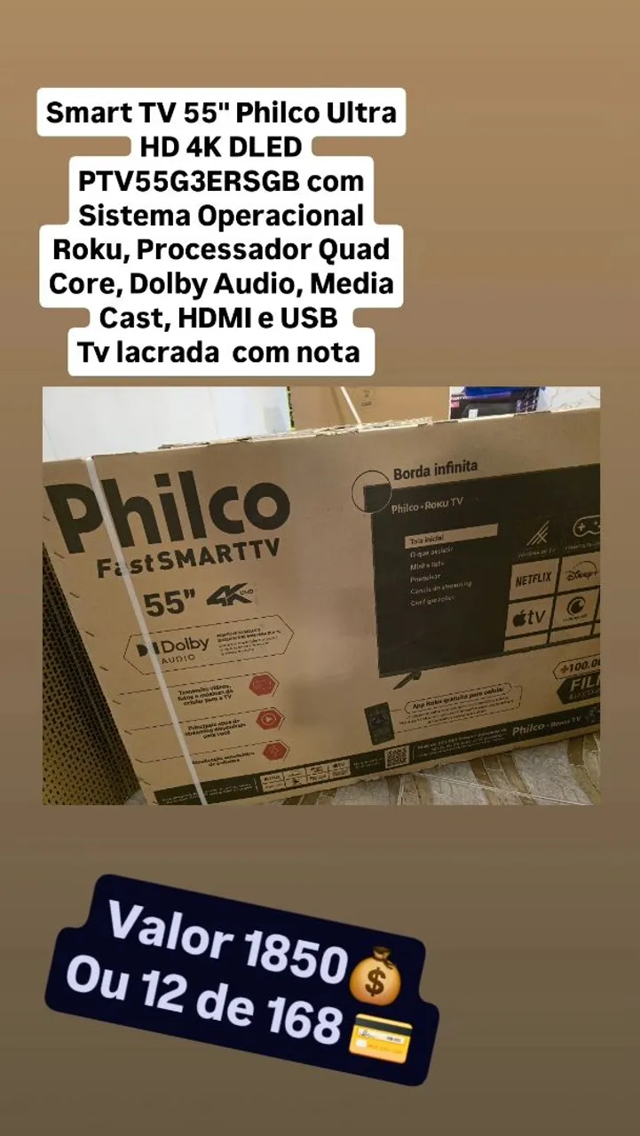 Smart TV 55" Philco Ultra HD 4K DLED