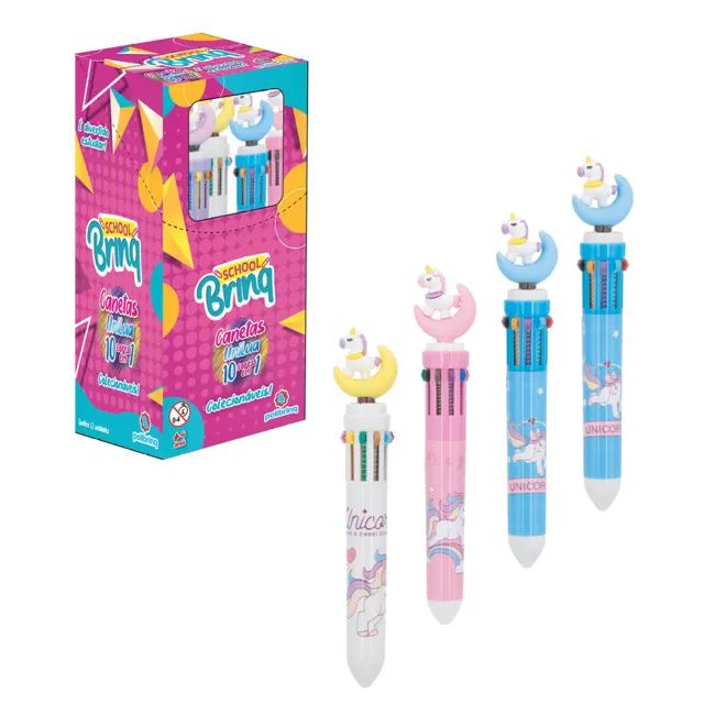 Kit 12 Canetas 10 Cores Em 1 Unilua Retrátil Atacado - Foto 4