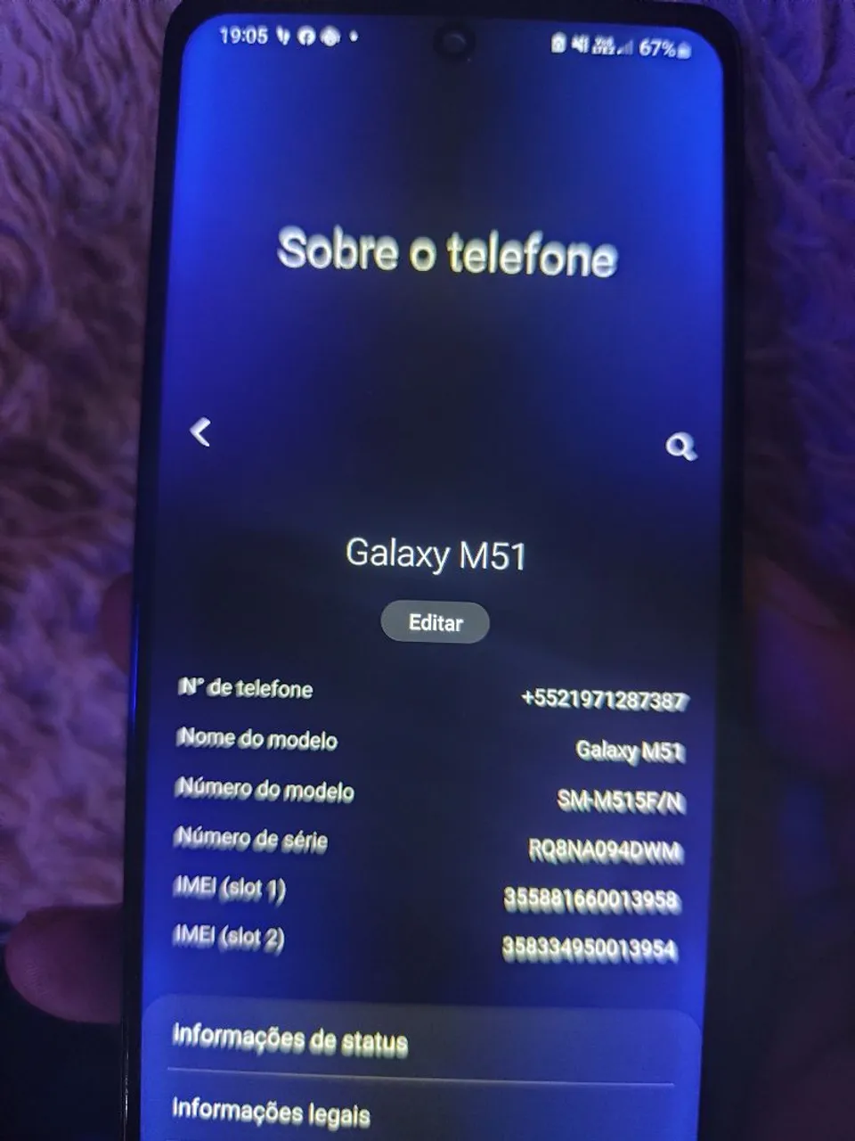 Celular M51 128GB pegando tudo... Tela 0 trincado