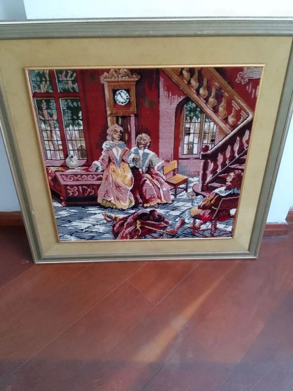 Quadro Decorativo Bordado - Cena Clássica