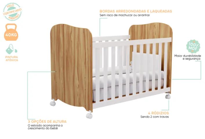 Berço Americano Uli 100% MDF - Foto 3