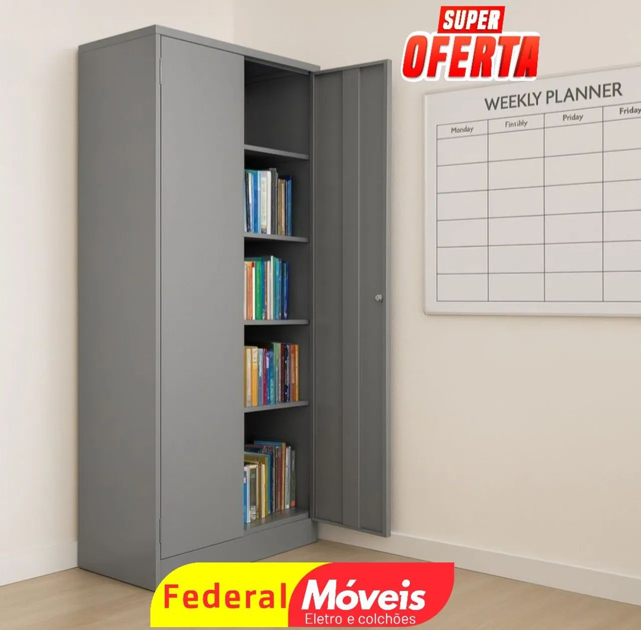Armário de Aço Novo com 2 Portas - Compacto e funcional!