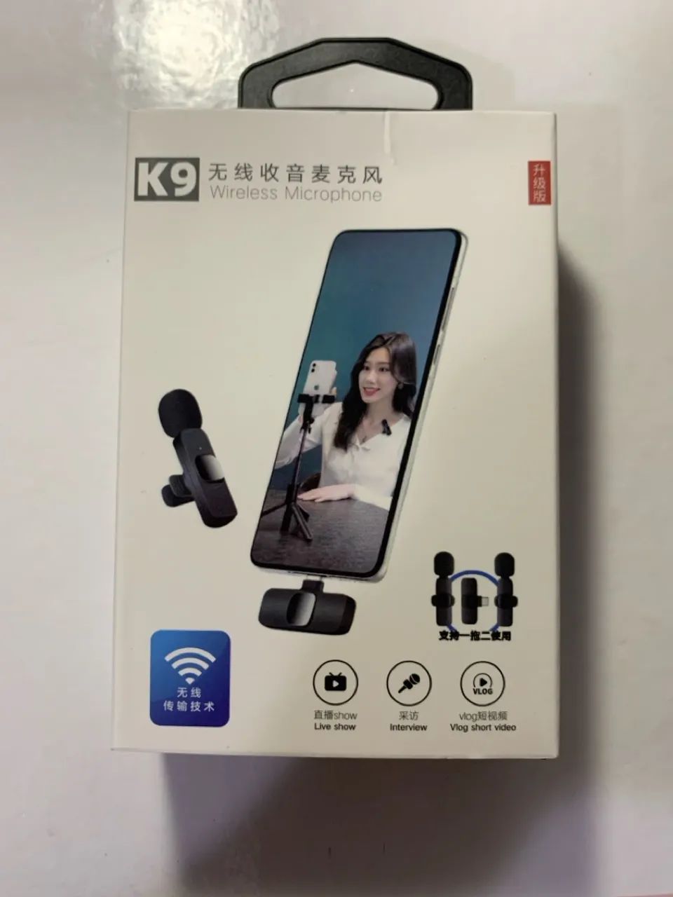 Microfone Sem Fio K9 para Celular - Gravação de Áudio e Vídeo
