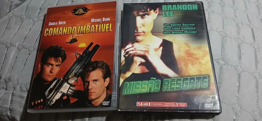 Kit 2 Dvds Ação Missão Resgate Brandon Lee + Comando Imbatível Charlie Sheen