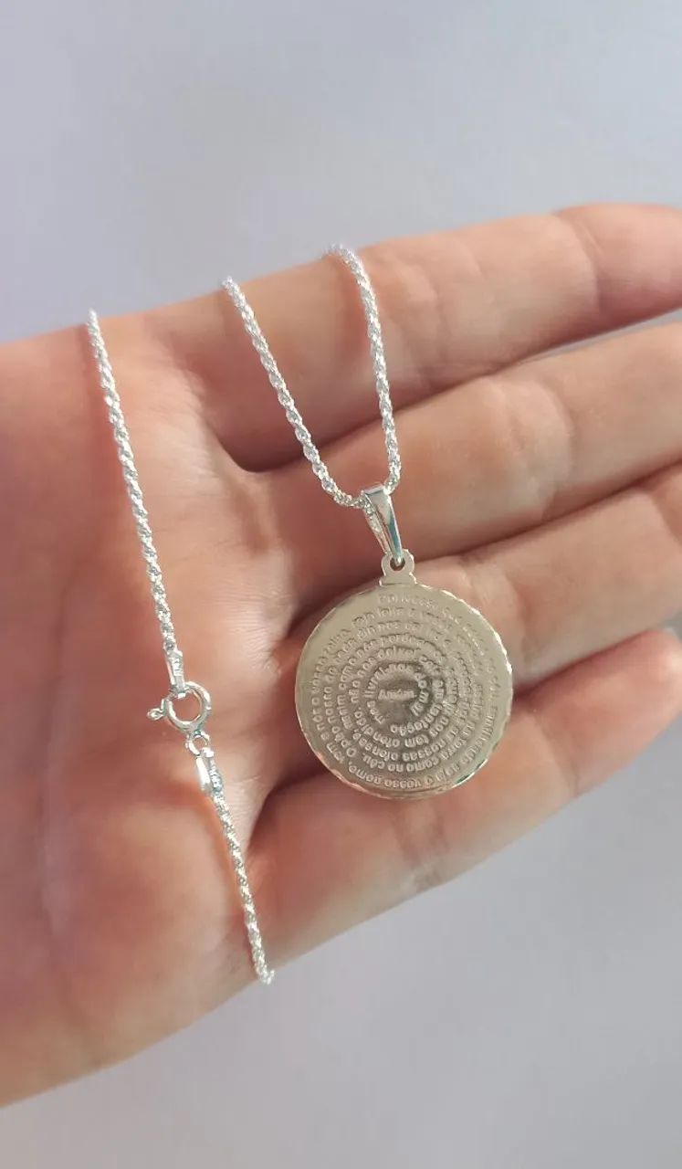 Conjunto Pai Nosso em prata 925