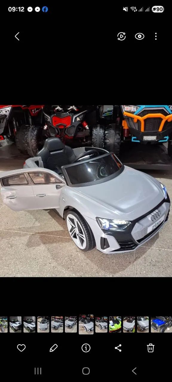 Carrinho elétrico infantil 12v AUDI CINZA