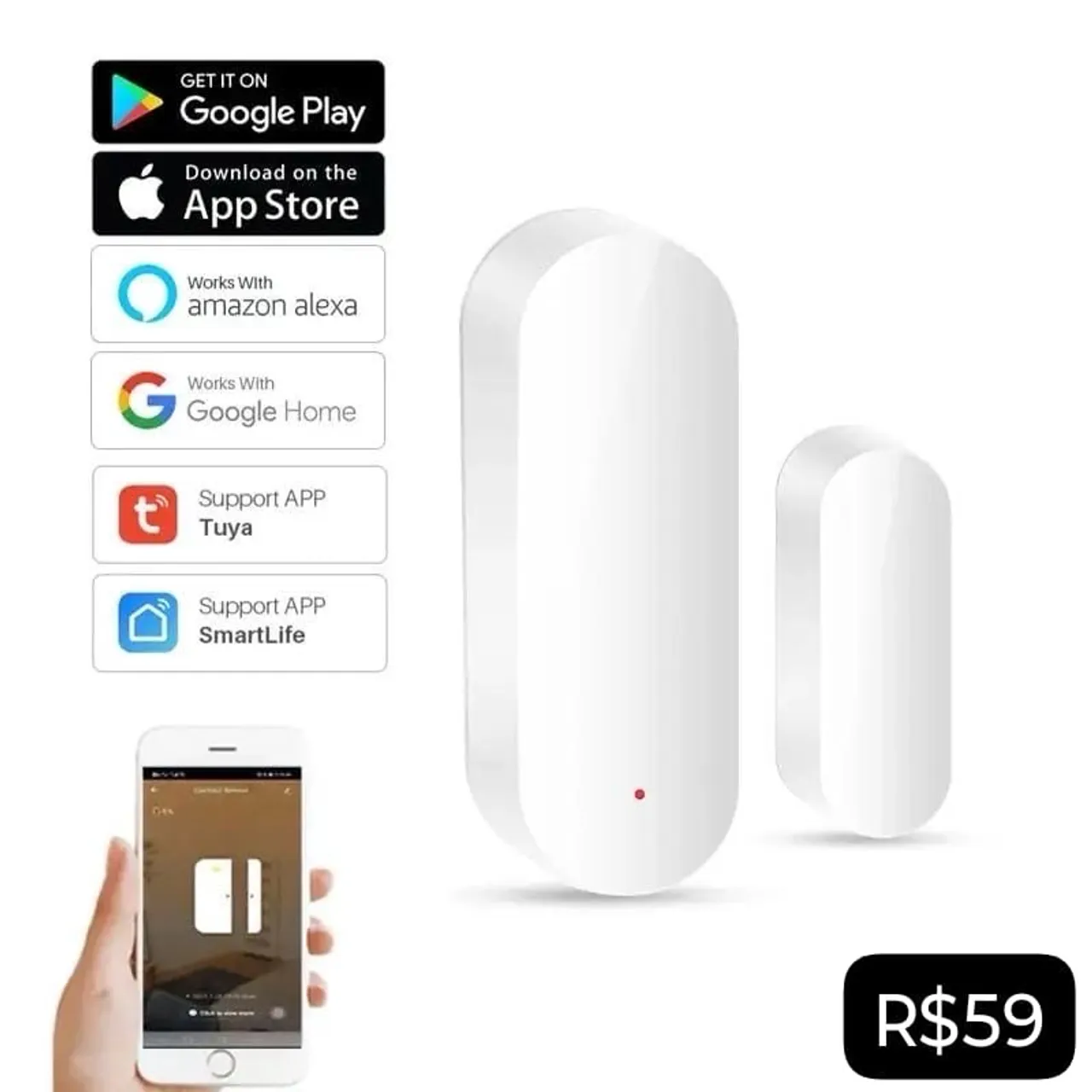 Sensor de Porta / Janela em Geral Wi-Fi - Produto Novo