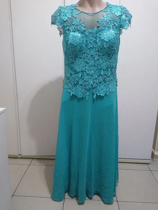 Vestido renda azul turquesa - Foto 2