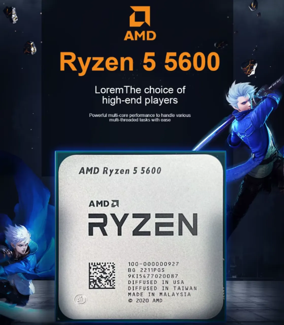Processador AMD Ryzen 5 5600, 3.5GHz (4.4GHz Max Turbo), Cache 35MB, AM4, Sem Vídeo