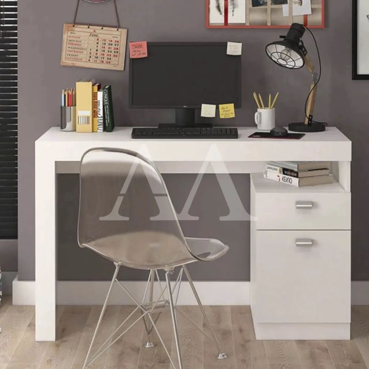 Escrivaninha Permobili Melissa 1 Gaveta 1 Porta Branco 